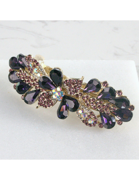 Klamra francuska kwiatek kryształki i cyrkonia Lolita Akcesoria