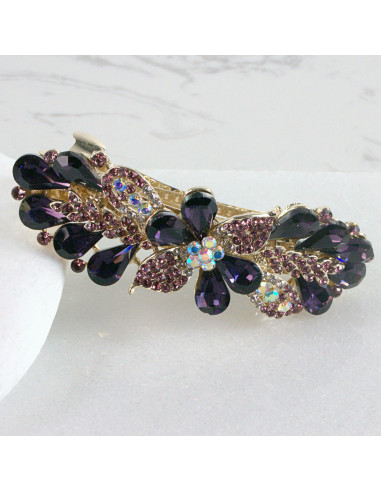 Klamra francuska kwiatek kryształki i cyrkonia...