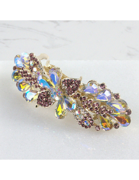 Klamra francuska kwiatek kryształki i cyrkonia Lolita Akcesoria