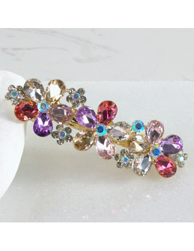 Klamra francuska 3 kwiatki kryształki Lolita...