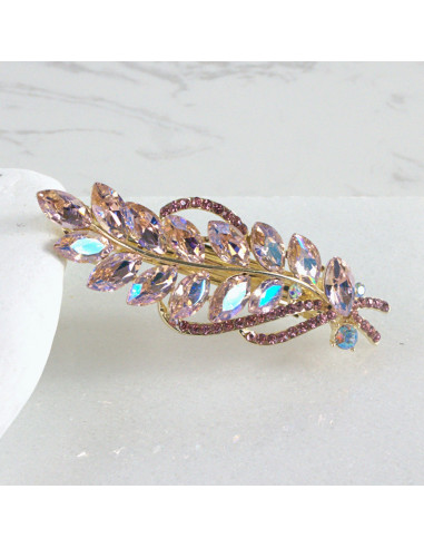 Klamra francuska listek z kryształami Lolita...