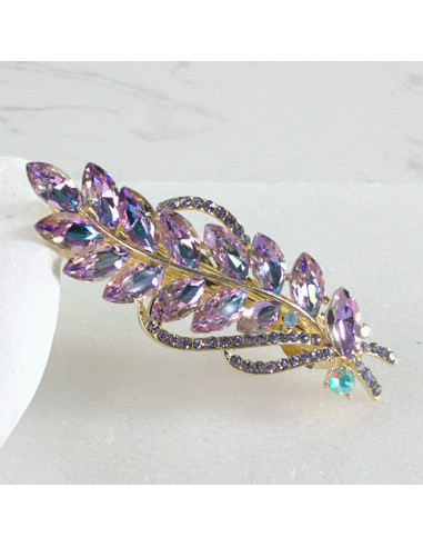 Klamra francuska listek z kryształami Lolita...