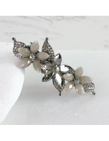 Klamra francuska 3 kwiatki z kryształkami...