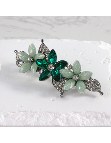 Klamra francuska 3 kwiatki z kryształkami...