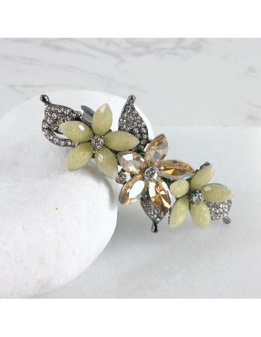 Klamra francuska 3 kwiatki z kryształkami...