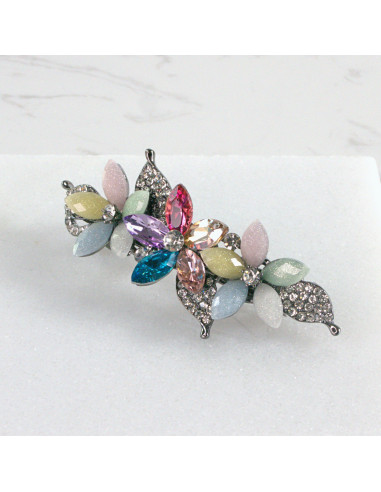 Klamra francuska 3 kwiatki z kryształkami...