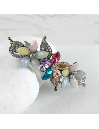 Klamra francuska 3 kwiatki z kryształkami...