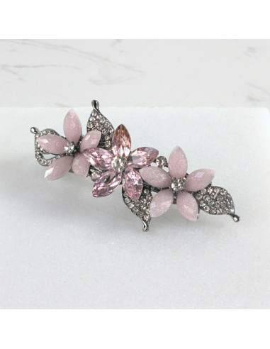 Klamra francuska 3 kwiatki z kryształkami...