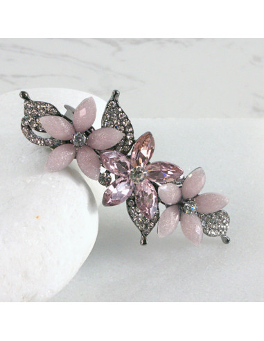 Klamra francuska 3 kwiatki z kryształkami...