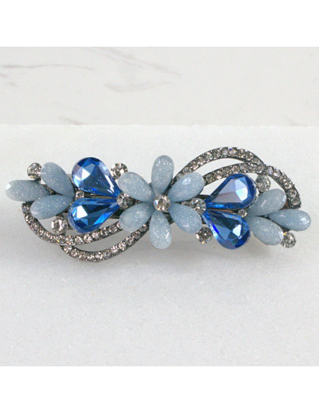 Klamra francuska kwiat z listkami kryształki Lolita akcesoria