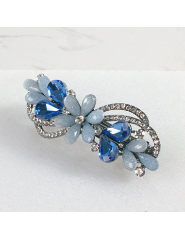 Klamra francuska kwiat z listkami kryształki...