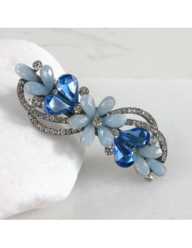 Klamra francuska kwiat z listkami kryształki...