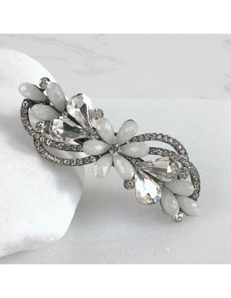 Klamra francuska kwiat z listkami kryształki Lolita akcesoria