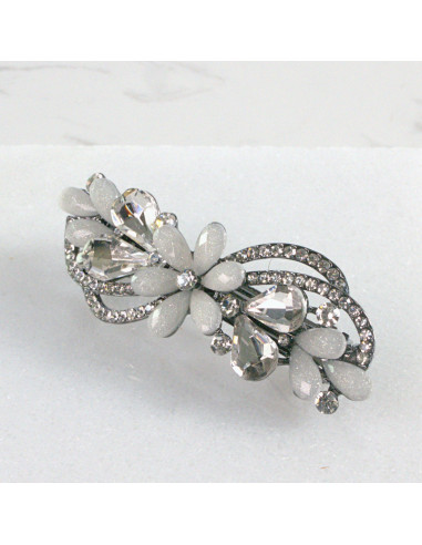 Klamra francuska kwiat z listkami kryształki...
