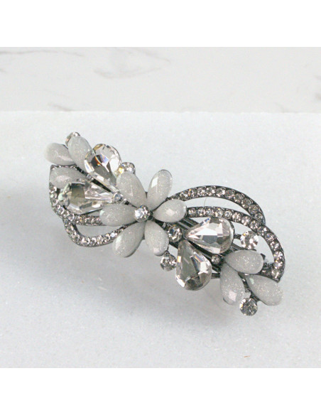 Klamra francuska kwiat z listkami kryształki Lolita akcesoria