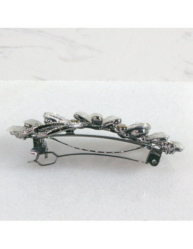 Klamra francuska kwiat z listkami kryształki...