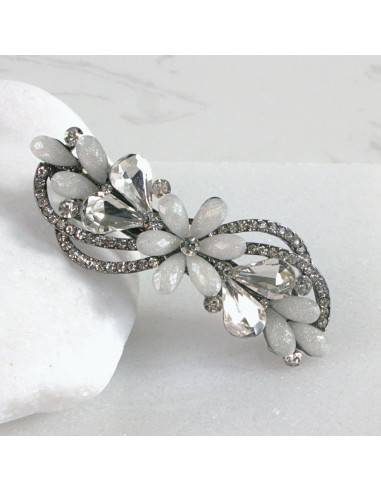 Klamra francuska kwiat z listkami kryształki...