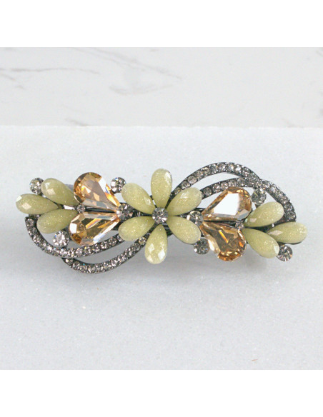 Klamra francuska kwiat z listkami kryształki Lolita akcesoria