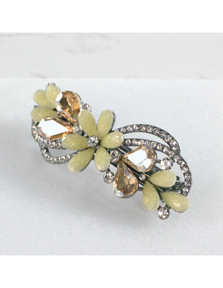 Klamra francuska kwiat z listkami kryształki Lolita akcesoria