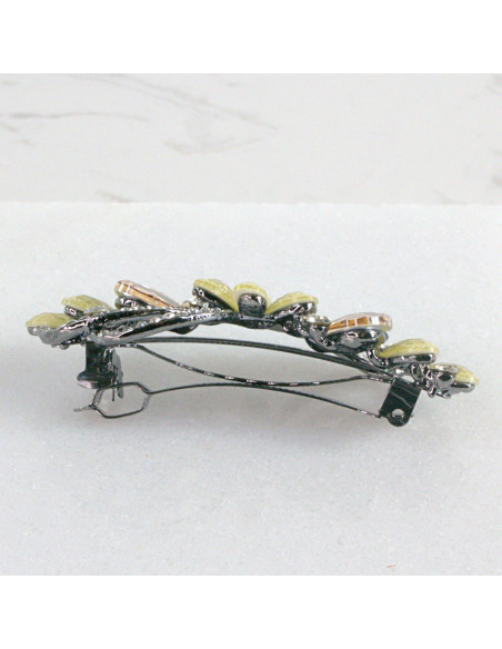 Klamra francuska kwiat z listkami kryształki Lolita akcesoria