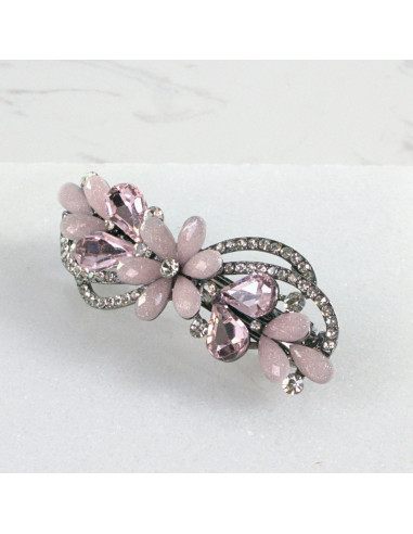 Klamra francuska kwiat z listkami kryształki...
