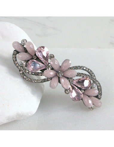 Klamra francuska kwiat z listkami kryształki...