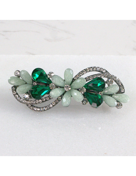 Klamra francuska kwiat z listkami kryształki Lolita akcesoria