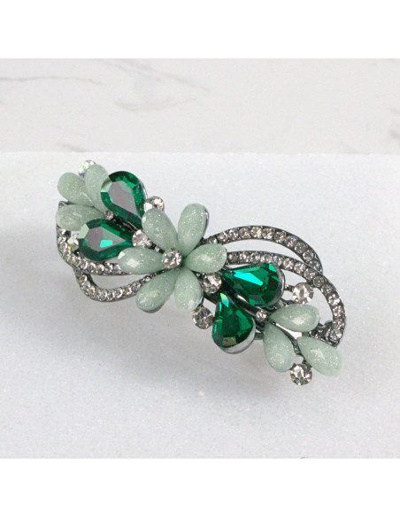 Klamra francuska kwiat z listkami kryształki Lolita akcesoria