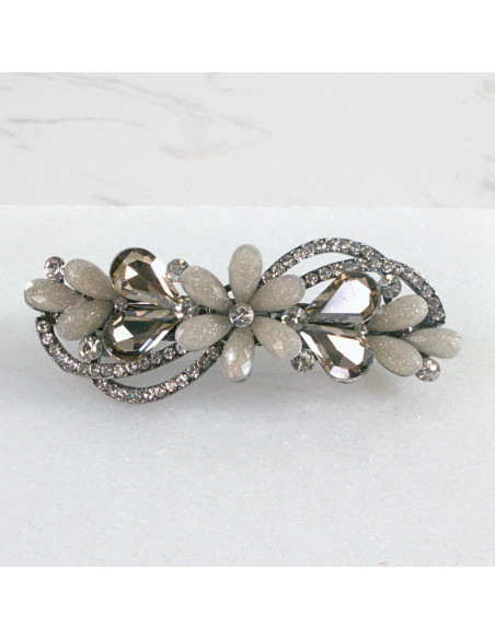 Klamra francuska kwiat z listkami kryształki Lolita akcesoria