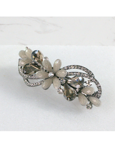 Klamra francuska kwiat z listkami kryształki...
