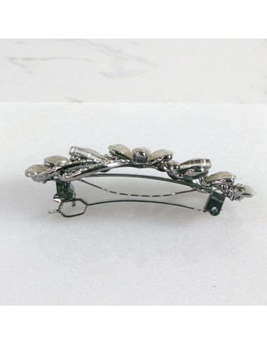 Klamra francuska kwiat z listkami kryształki...