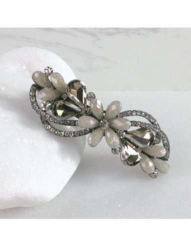 Klamra francuska kwiat z listkami kryształki...