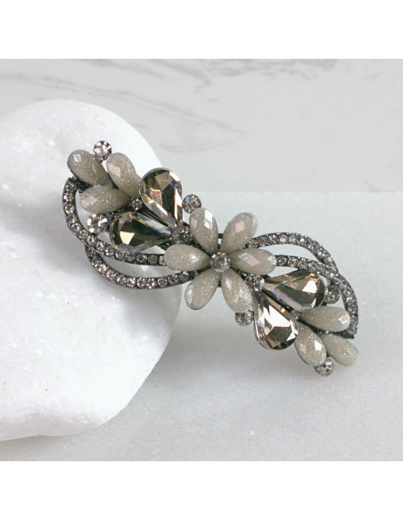 Klamra francuska kwiat z listkami kryształki Lolita akcesoria