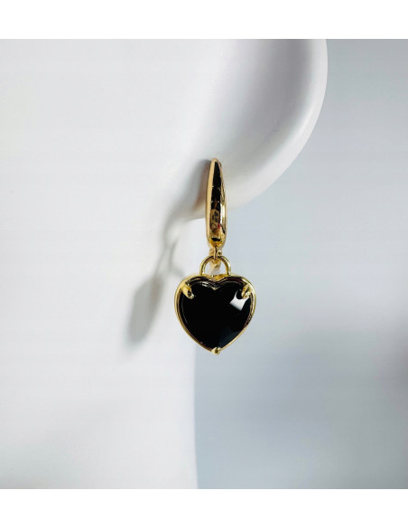 Komplet Naszyjnik z zawieszką STAL CHIRURGICZNA KOLCZYKI CZARNE SERCE