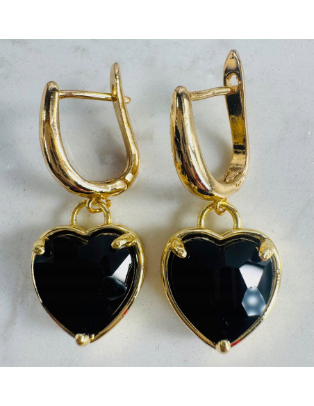 Komplet Naszyjnik z zawieszką STAL CHIRURGICZNA KOLCZYKI CZARNE SERCE