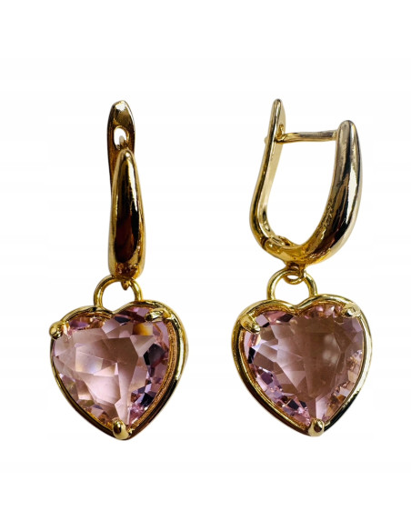 Komplet Naszyjnik z zawieszką STAL CHIRURGICZNA KOLCZYKI RÓŻOWE SERCE