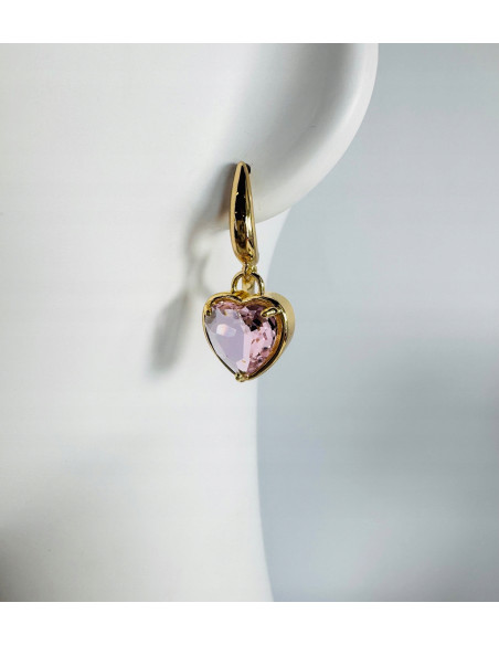 Komplet Naszyjnik z zawieszką STAL CHIRURGICZNA KOLCZYKI RÓŻOWE SERCE