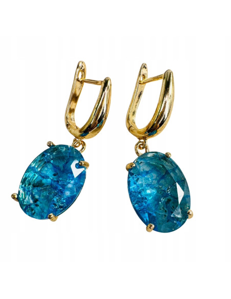 Komplet Naszyjnik z zawieszką STAL CHIRURGICZNA KOLCZYKI BŁĘKITNE ELIPSY