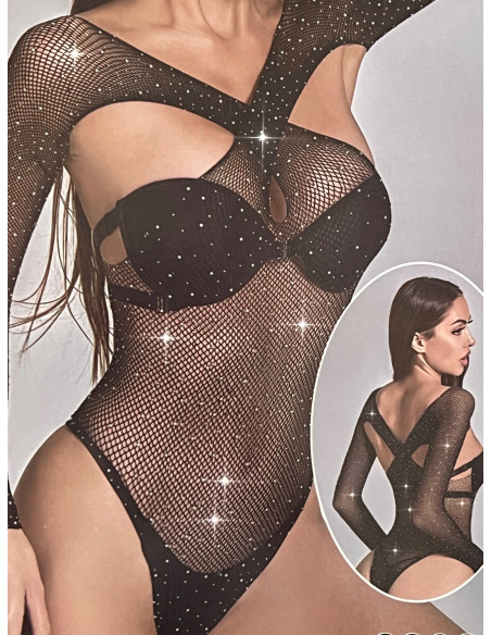 SEXI BODY Bodystocking z kamieniami BODY Z SIATKI