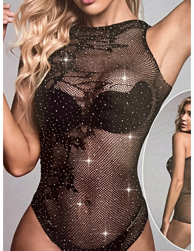 SEXI BODY Bodystocking z kamieniami BODY Z SIATKI