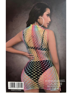 Bodystocking KOLOROWA Sukienka z kolorowej siatki ,... 2