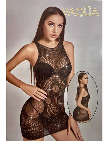 Bodystocking Sukienka siateczka z kamieniami SEXI