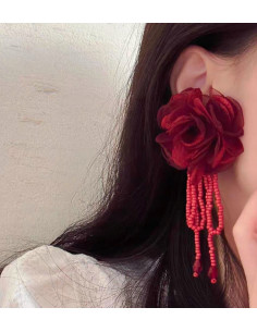 Kolczyki MAXI KWIATY BOHO Z MATERIAŁU XXL Lolita...