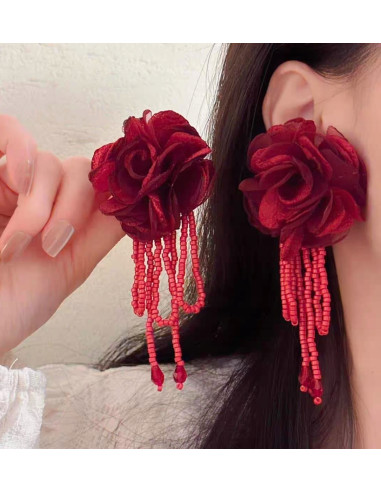 Kolczyki MAXI KWIATY BOHO Z MATERIAŁU XXL...