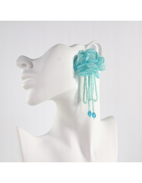 Kolczyki MAXI KWIATY BOHO Z MATERIAŁU XXL Lolita Accessories KWIATUSZKI