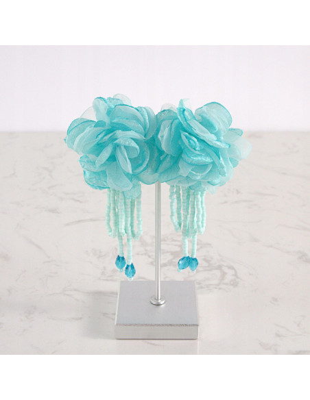 Kolczyki MAXI KWIATY BOHO Z MATERIAŁU XXL Lolita Accessories KWIATUSZKI