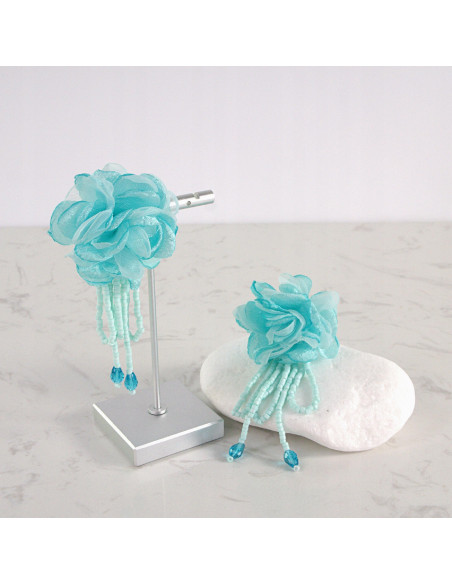 Kolczyki MAXI KWIATY BOHO Z MATERIAŁU XXL Lolita Accessories KWIATUSZKI