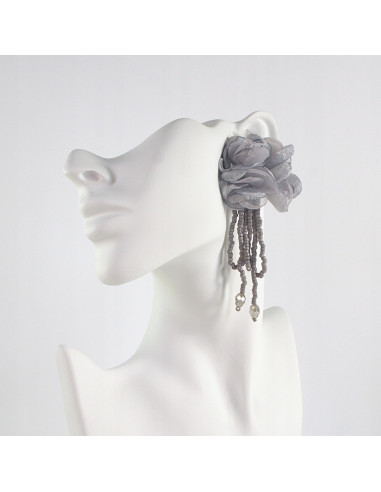 Kolczyki MAXI KWIATY BOHO Z MATERIAŁU XXL Lolita Accessories KWIATUSZKI
