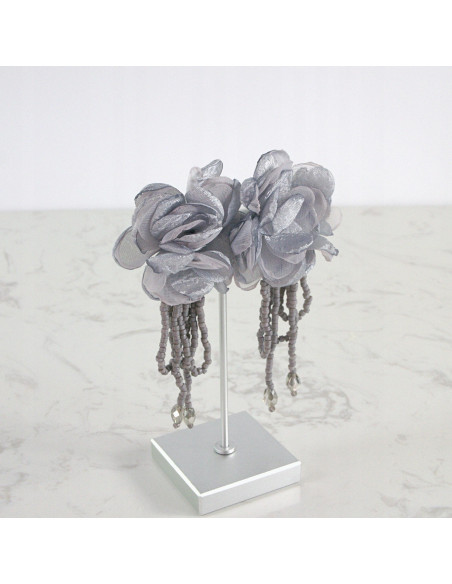 Kolczyki MAXI KWIATY BOHO Z MATERIAŁU XXL Lolita Accessories KWIATUSZKI