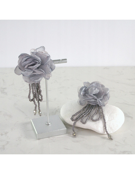 Kolczyki MAXI KWIATY BOHO Z MATERIAŁU XXL Lolita Accessories KWIATUSZKI